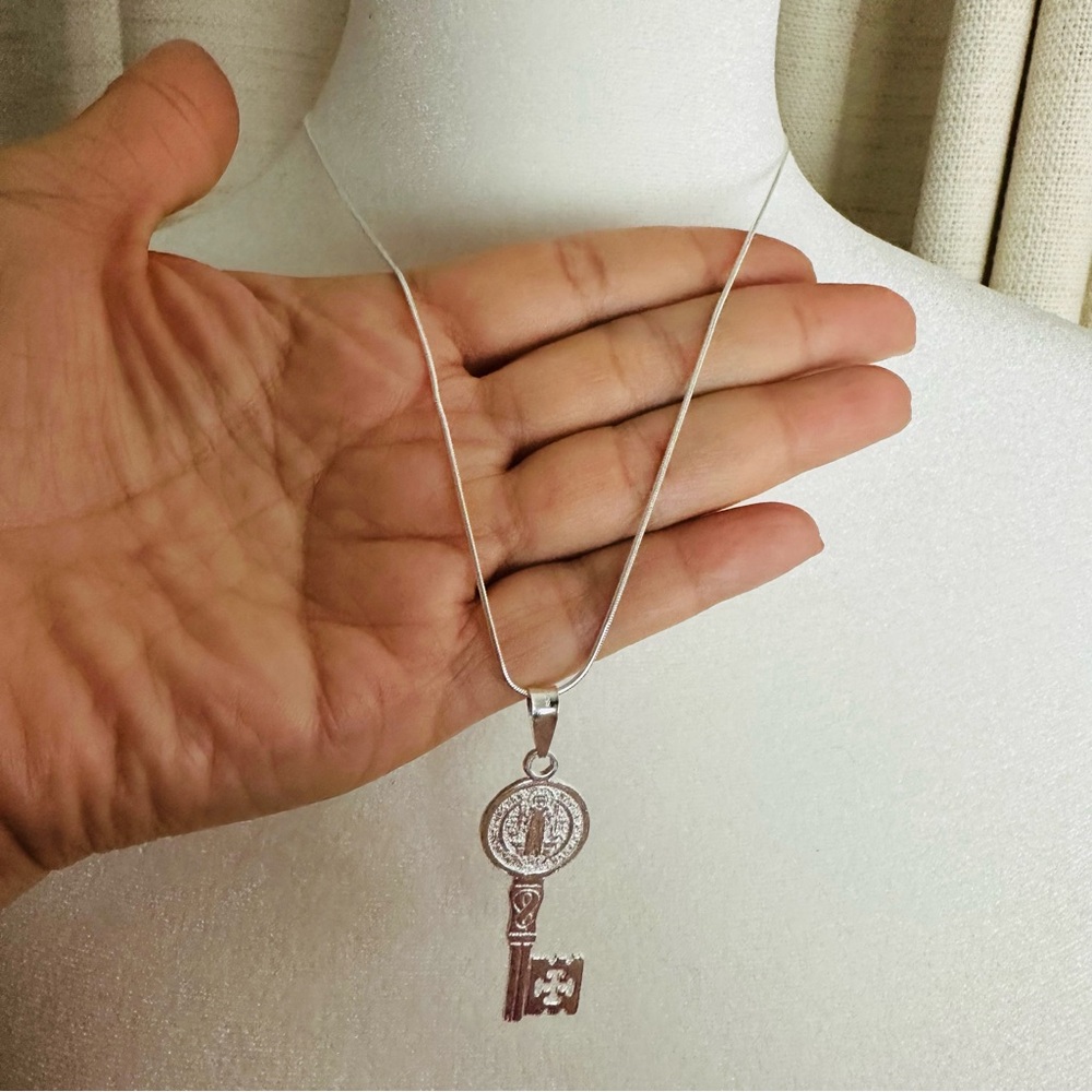 Sterling Silver 925 Saint Benedict Key Open Miracles Solid Catholic Christian - Picture 6 of 12